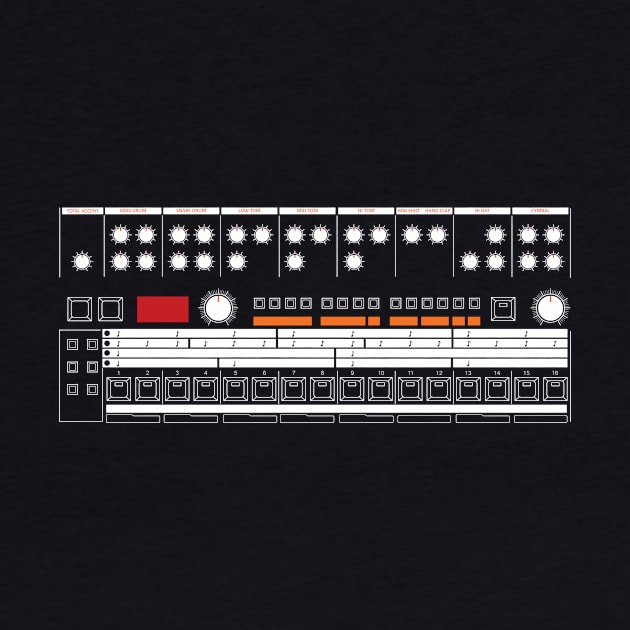 909 Drum Machine (White and Orange) by Atomic Malibu